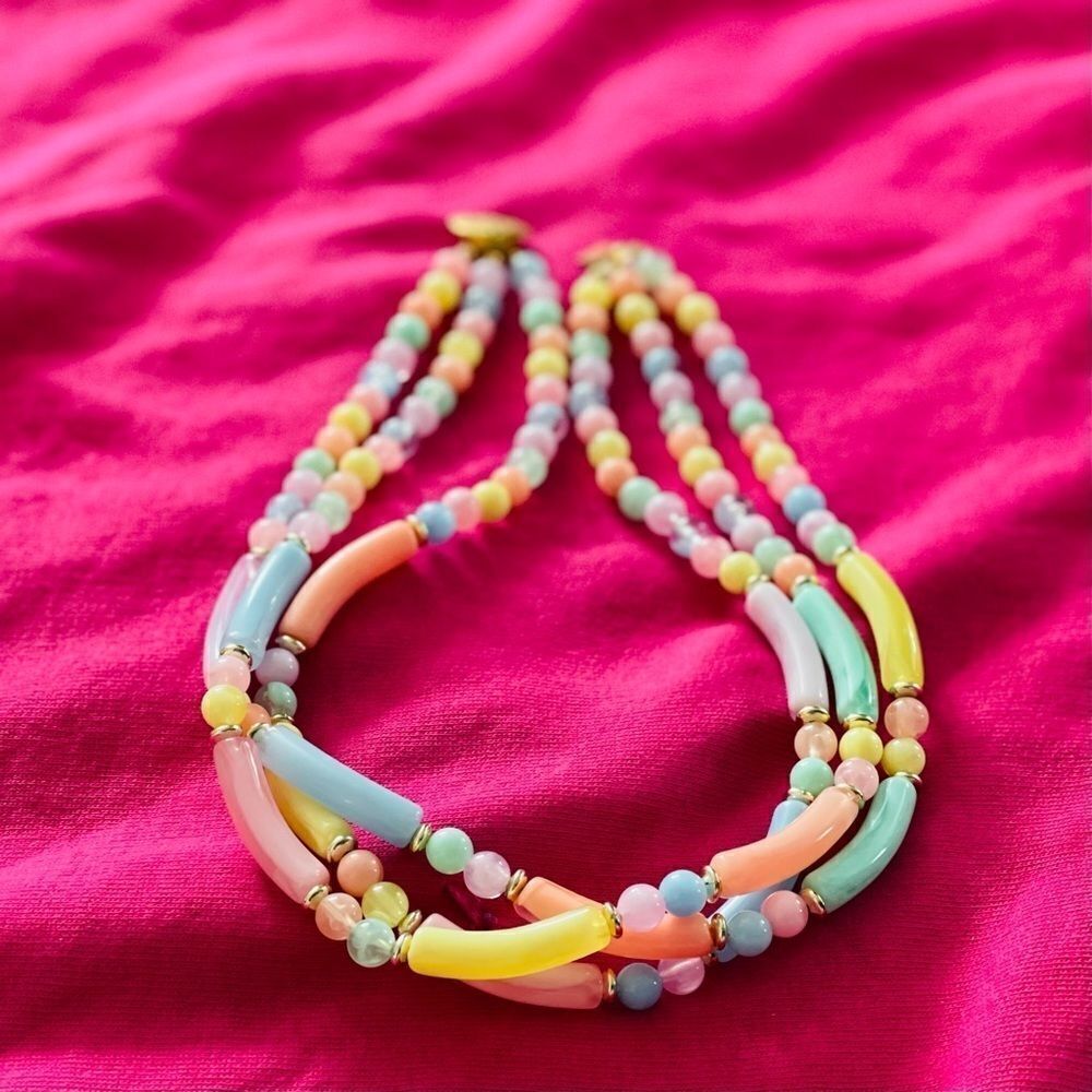 Vintage Pastel Fairy Kei Rainbow Necklace